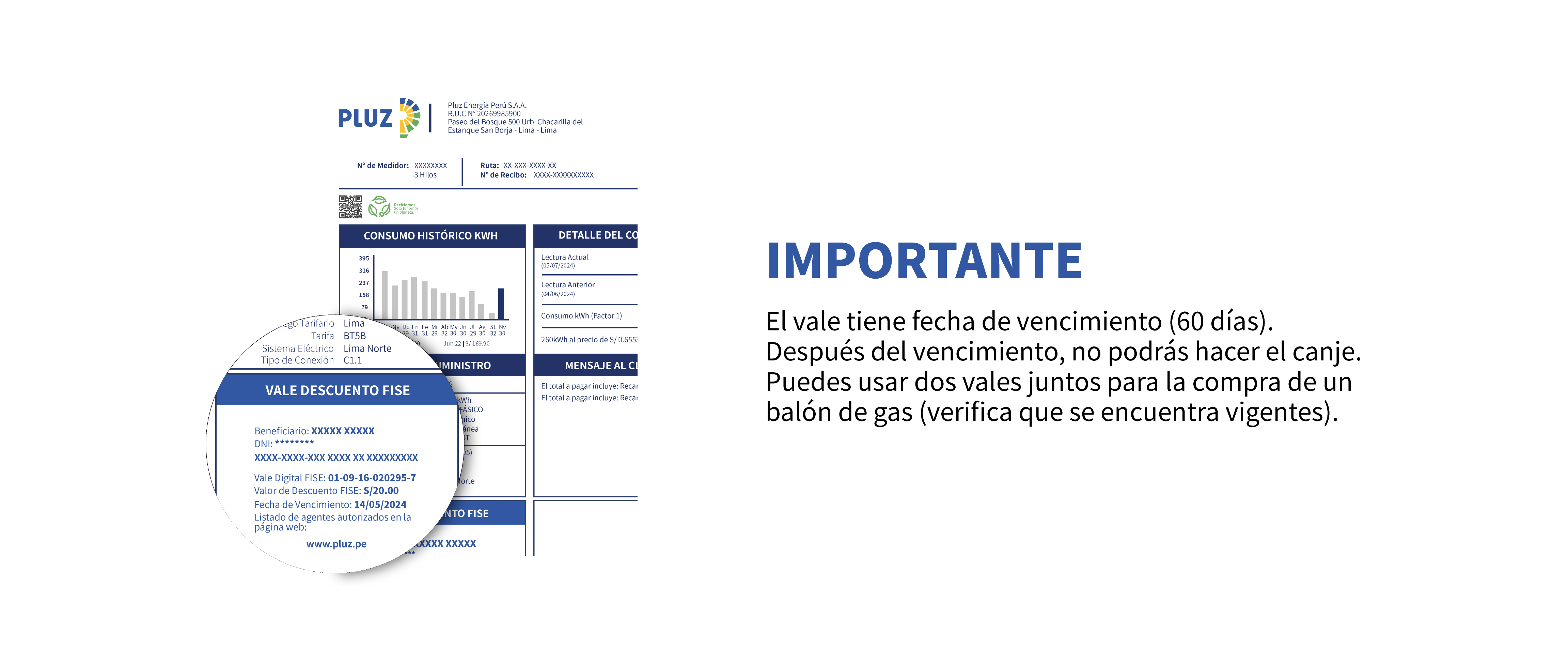 Detalle del recibo de Enel Perú - FISE