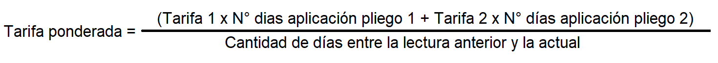 Cálculo de la tarifa promedio ponderada